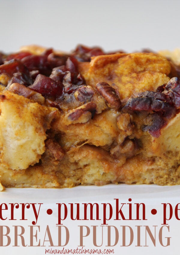 Cranberry, Pumpkin, Pecan Bread Pudding